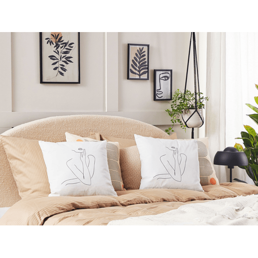 Conjunto de 2 almofadas decorativas MEADOWFOAM Algodão 45 x 45 cm Branco Padrão abstracto