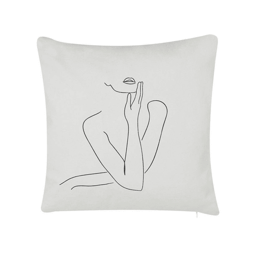 Conjunto de 2 almofadas decorativas MEADOWFOAM Algodão 45 x 45 cm Branco Padrão abstracto