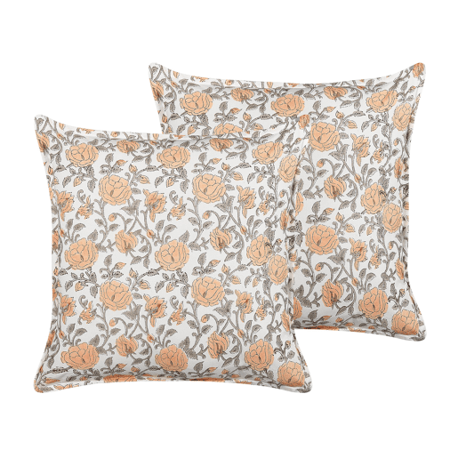 Conjunto de 2 almofadas decorativas MEADIA Algodão 45 x 45 cm Vermelho Padrão floral