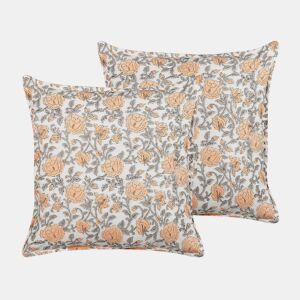 Conjunto de 2 almofadas decorativas MEADIA Algodão 45 x 45 cm Vermelho Padrão floral