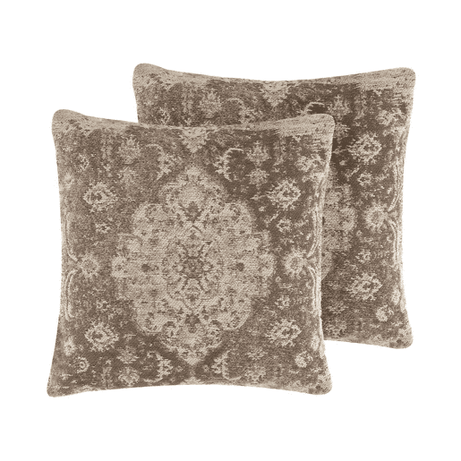 Conjunto de 2 almofadas decorativas MIMISAL Algodão 45 x 45 cm Castanho Padrão oriental