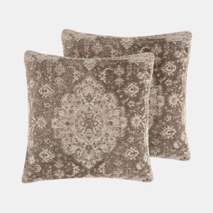 Conjunto de 2 almofadas decorativas MIMISAL Algodão 45 x 45 cm Castanho Padrão oriental