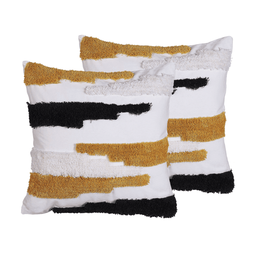 Conjunto de 2 almofadas decorativas MONARDA 45 x 45 cm Multicolor Padrão abstracto