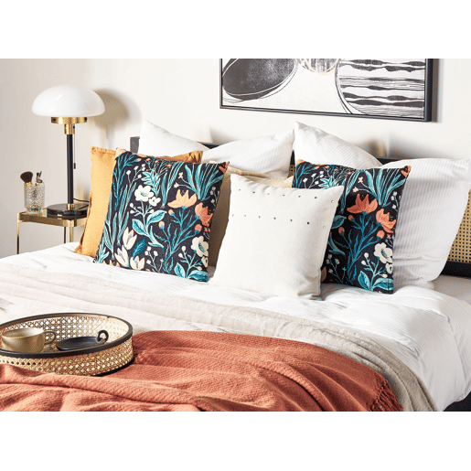 Conjunto de 2 almofadas decorativas OSMUNDA Veludo 45 x 45 cm Preto Padrão floral
