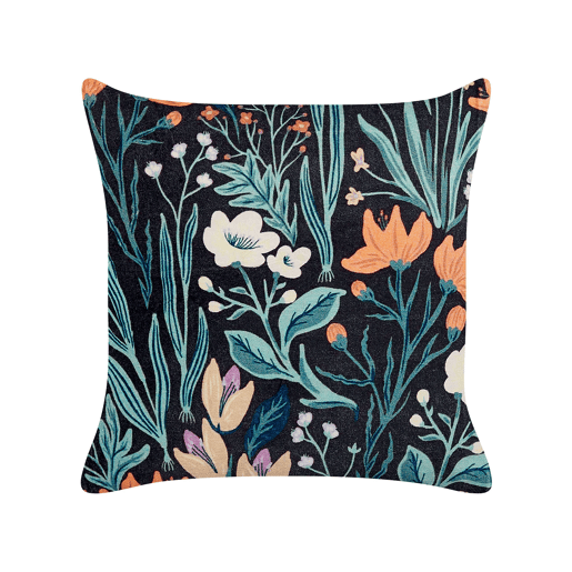Conjunto de 2 almofadas decorativas OSMUNDA Veludo 45 x 45 cm Preto Padrão floral