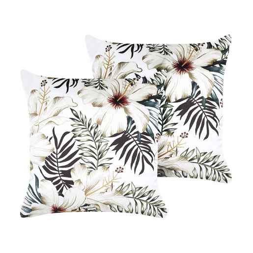 Conjunto de 2 almofadas decorativas OKRA Veludo 45 x 45 cm Multicolor Padrão de plantas