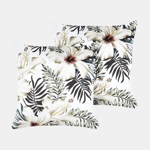 Conjunto de 2 almofadas decorativas OKRA Veludo 45 x 45 cm Multicolor Padrão de plantas