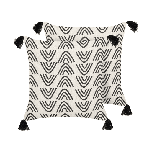 Conjunto de 2 almofadas decorativas MAYS Algodão 45 x 45 cm Branco Padrão geométrico