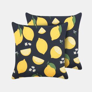 Conjunto de 2 almofadas decorativas CITRUS 45 x 45 cm Preto Padrão de plantas