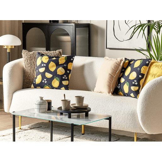 Conjunto de 2 almofadas decorativas CITRUS 45 x 45 cm Preto Padrão de plantas