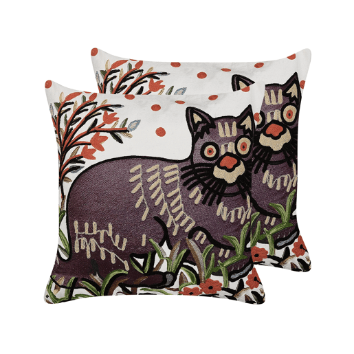 Conjunto de 2 almofadas decorativas PHUSRO Algodão 50 x 50 cm Multicolor Padrão animal