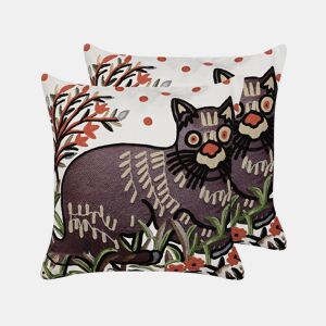 Conjunto de 2 almofadas decorativas PHUSRO Algodão 50 x 50 cm Multicolor Padrão animal