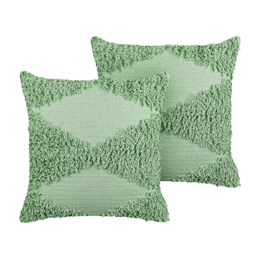 Conjunto de 2 almofadas decorativas RHOEO Algodão 45 x 45 cm Verde claro