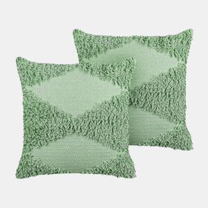 Conjunto de 2 almofadas decorativas RHOEO Algodão 45 x 45 cm Verde claro