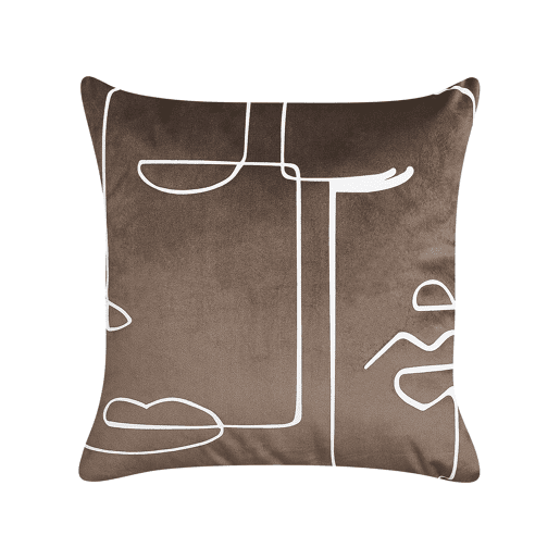 Conjunto de 2 almofadas decorativas PHILODENDRON Veludo 45 x 45 cm Castanho Padrão abstracto