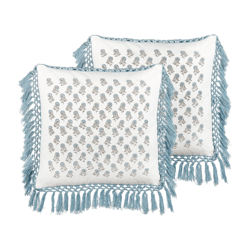 Conjunto de 2 almofadas decorativas PALLIDA Algodão 45 x 45 cm Azul Padrão floral