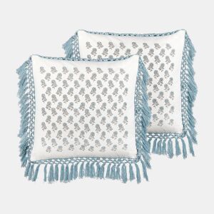 Conjunto de 2 almofadas decorativas PALLIDA Algodão 45 x 45 cm Azul Padrão floral