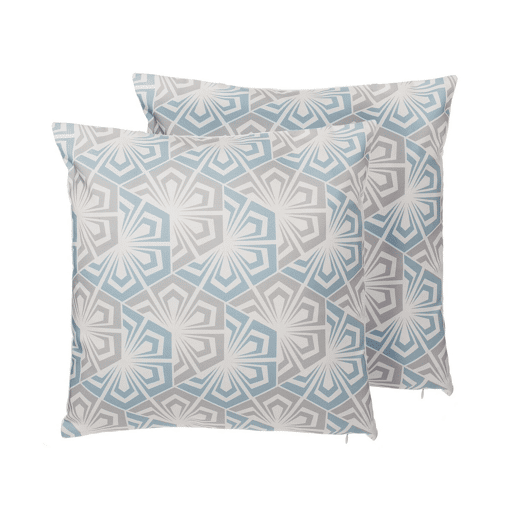Conjunto de 2 almofadas decorativas PRIMROSE 45 x 45 cm Azul claro Ikat Conjunto de 2 almofadas decorativas PRIMROSE 45 x 45 cm Azul claro Ikat