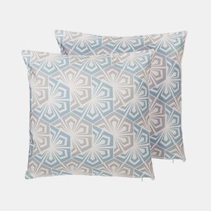 Conjunto de 2 almofadas decorativas PRIMROSE 45 x 45 cm Azul claro Ikat