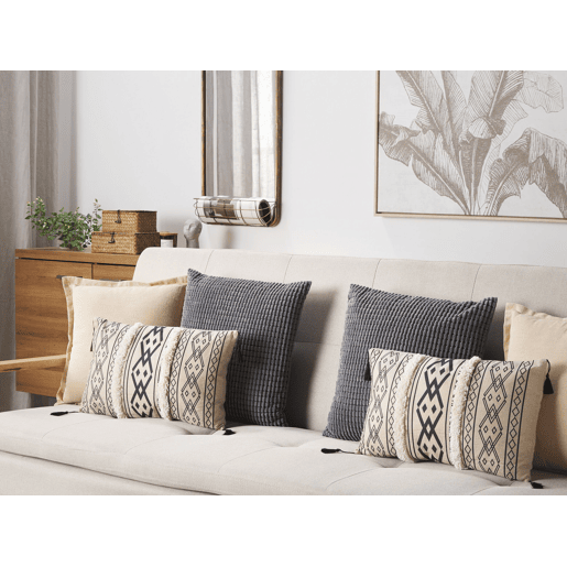Conjunto de 2 almofadas decorativas PULMONARIA 30 x 50 cm Creme Padrão geométrico