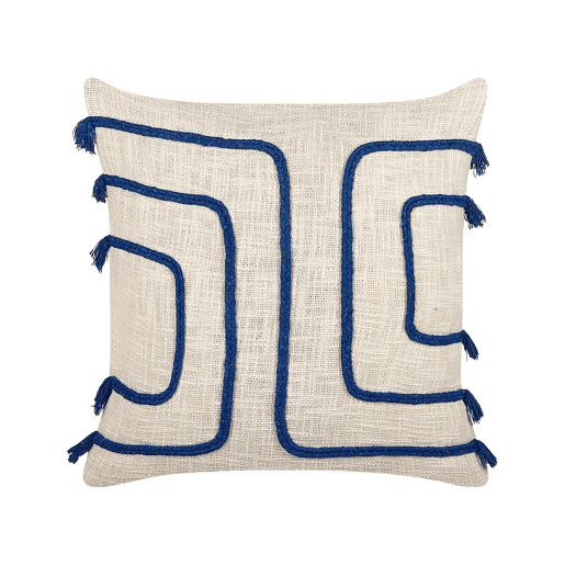 Conjunto de 2 almofadas decorativas PLEIONE Algodão 45 x 45 cm Azul marinho Padrão geométrico