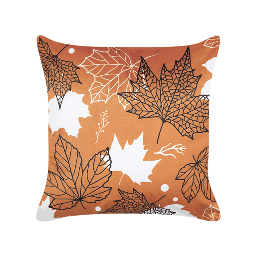 Almofada decorativa POINSETTIA Veludo 45 x 45 cm Laranja Padrão de plantas