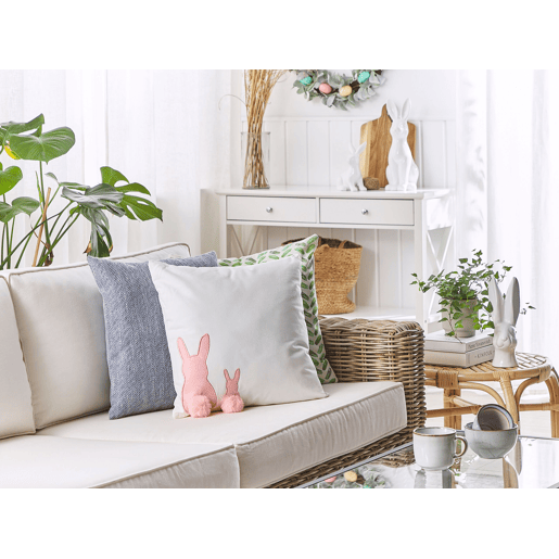 Conjunto de 2 almofadas decorativas PHLOX Algodão 45 x 45 cm Branco
