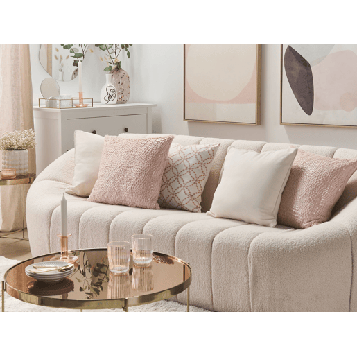 Conjunto de 2 almofadas decorativas PEONY 45 x 45 cm Rosa Sólido