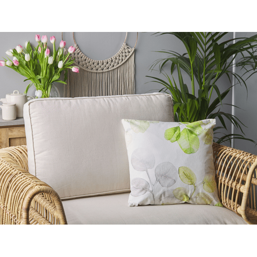 Conjunto de 2 almofadas decorativas PEPEROMIA Algodão 45 x 45 cm Branco Padrão de plantas