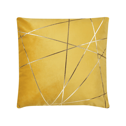 Conjunto de 2 almofadas decorativas PINUS Veludo 45 x 45 cm Amarelo Padrão geométrico