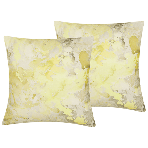 Conjunto de 2 almofadas decorativas PACHIRA Algodão 45 x 45 cm Amarelo Padrão abstracto