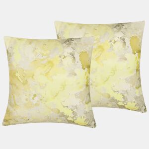 Conjunto de 2 almofadas decorativas PACHIRA Algodão 45 x 45 cm Amarelo Padrão abstracto