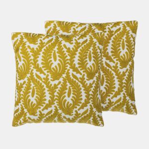 Conjunto de 2 almofadas decorativas PRIMULA Algodão 45 x 45 cm Mostarda Ikat