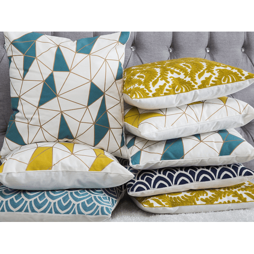 Conjunto de 2 almofadas decorativas PRIMULA Algodão 45 x 45 cm Mostarda Ikat