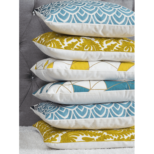 Conjunto de 2 almofadas decorativas PRIMULA Algodão 45 x 45 cm Mostarda Ikat