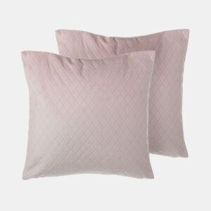 Conjunto de 2 almofadas decorativas PASQUE Veludo 45 x 45 cm Rosa Sólido