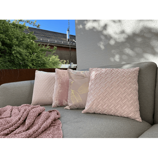 Conjunto de 2 almofadas decorativas PASQUE Veludo 45 x 45 cm Rosa Sólido