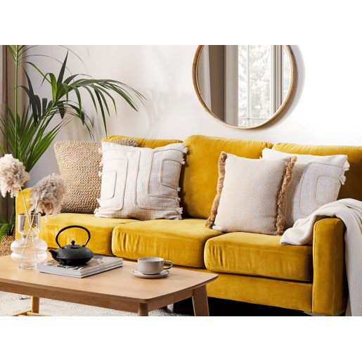 Conjunto de 2 almofadas decorativas PLEIONE Algodão 45 x 45 cm Creme claro Padrão geométrico