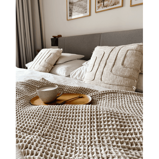 Conjunto de 2 almofadas decorativas PLEIONE Algodão 45 x 45 cm Creme claro Padrão geométrico