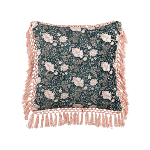 Conjunto de 2 almofadas decorativas PARROTIA Veludo 45 x 45 cm Azul esverdeado Padrão floral