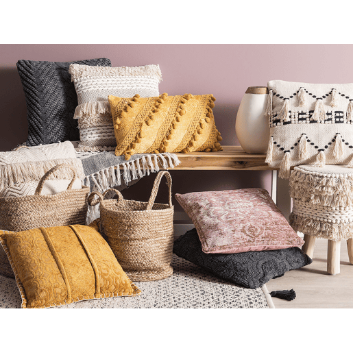 Almofada decorativa PAIKA Algodão 45 x 45 cm Cinzento escuro Ikat