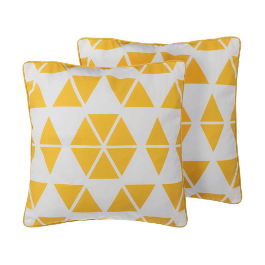 Conjunto de 2 almofadas decorativas PANSY 45 x 45 cm Amarelo Padrão geométrico