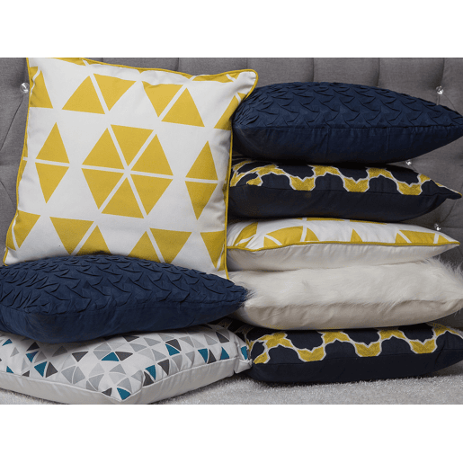 Conjunto de 2 almofadas decorativas PANSY 45 x 45 cm Amarelo Padrão geométrico