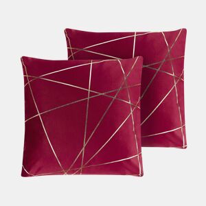 Conjunto de 2 almofadas decorativas PINUS Veludo 45 x 45 cm Vermelho Padrão geométrico