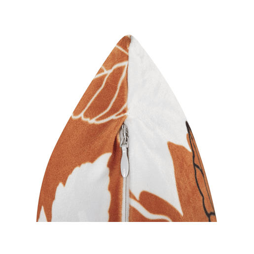 Conjunto de 2 almofadas decorativas POINSETTIA Veludo 45 x 45 cm Laranja Padrão de plantas