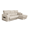 Sofá chaise longue Diamond em tecido antimanchas, chaise à direita, bege, 3 lugares, 284x160x102cm