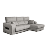 Sofá chaise longue Diamond em tecido antimanchas, chaise à direita, cinza, 3 lugares, 284x160x102cm