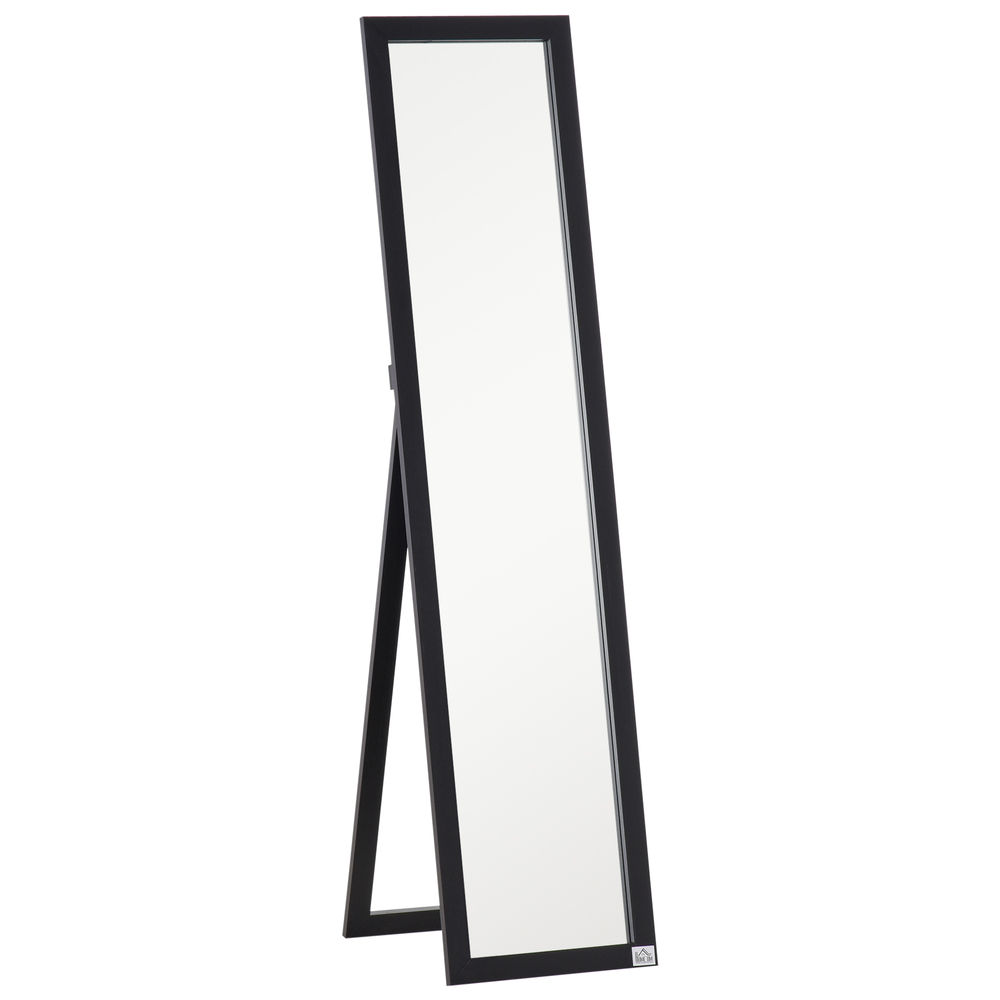 Homcom espejo de pie cuerpo entero espejo pared rectangular con 2 formas de uso moderno para pasillo dormitorio sala de estar 37x37x154 cm negro