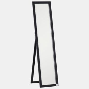 HOMCOM Espelho de Corpo Inteiro de Pé ou Parede, Retangular, Moderno para Corredor, Quarto ou Sala de Estar, 37x37x154 cm, Preto