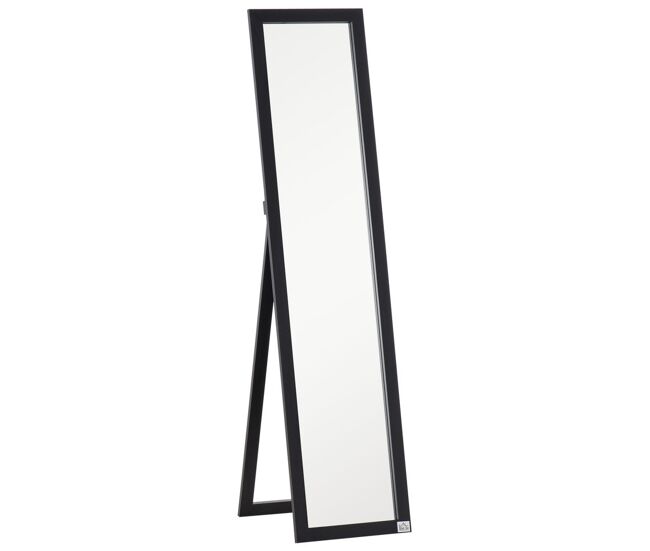 Homcom espejo de pie cuerpo entero espejo pared rectangular con 2 formas de uso moderno para pasillo dormitorio sala de estar 37x37x154 cm negro
